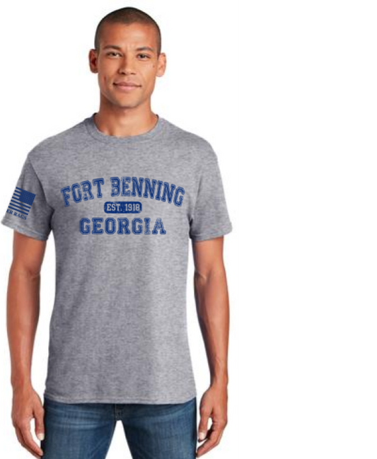 FORT BENNING GEORGIA EST 1918  T-shirt, ATHLETIC HEATHER GREY