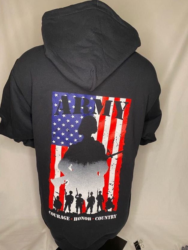ARMY FLAG SILHOUETTE- BLACK HOODIE - Ranger Rags