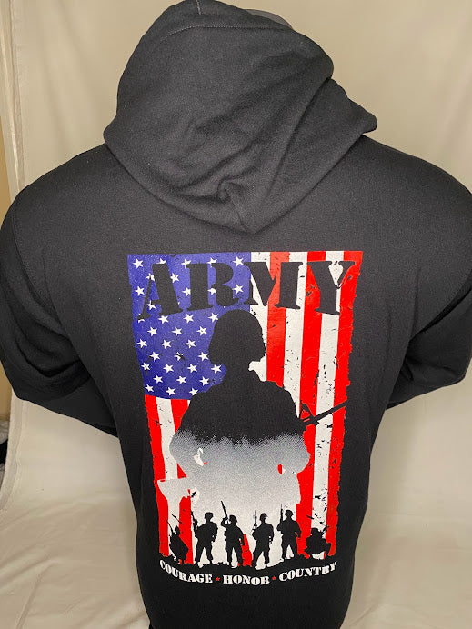 ARMY FLAG SILHOUETTE- BLACK HOODIE - Ranger Rags