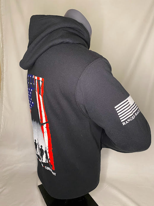 ARMY FLAG SILHOUETTE- BLACK HOODIE - Ranger Rags