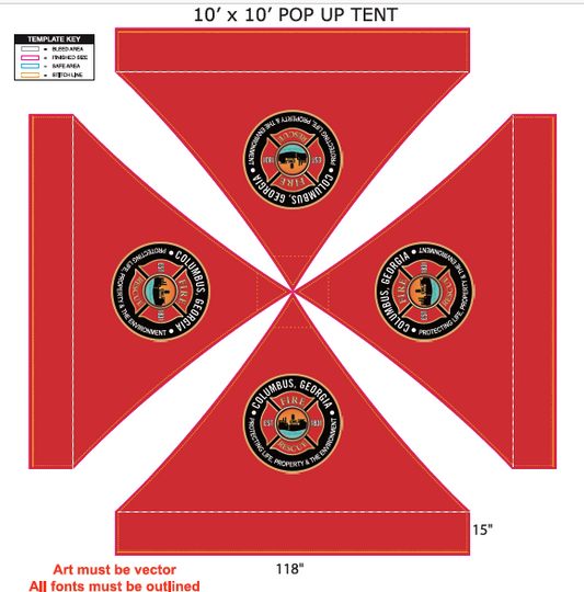2 qty Columbus Fire & EMS 10' x 10' Commercial Grade Steel Frame, Dye Sub Canopy
