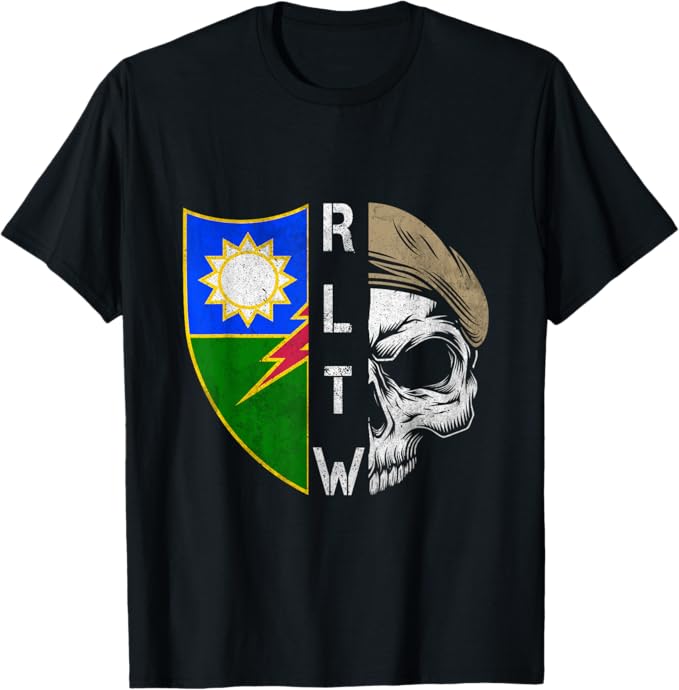 Vintage Army Ranger Regiment RLTW Skull Tan Beret T-Shirt - Ranger Rags