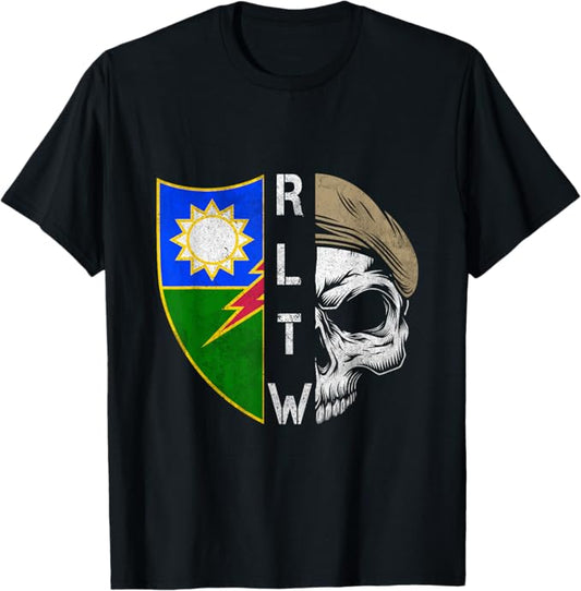 Vintage Army Ranger Regiment RLTW Skull Tan Beret T-Shirt - Ranger Rags