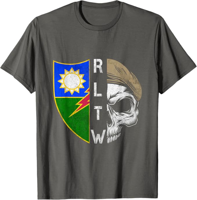 Vintage Army Ranger Regiment RLTW Skull Tan Beret T-Shirt - Ranger Rags