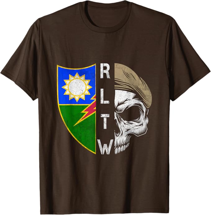 Vintage Army Ranger Regiment RLTW Skull Tan Beret T-Shirt - Ranger Rags