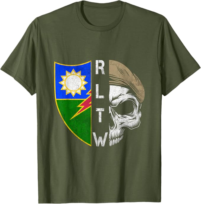 Vintage Army Ranger Regiment RLTW Skull Tan Beret T-Shirt - Ranger Rags
