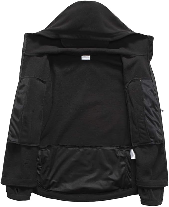 Men's Tactical Fleece Jacket Warm Winter Sport Outdoor Hooded Combat Military Jacket Coat
