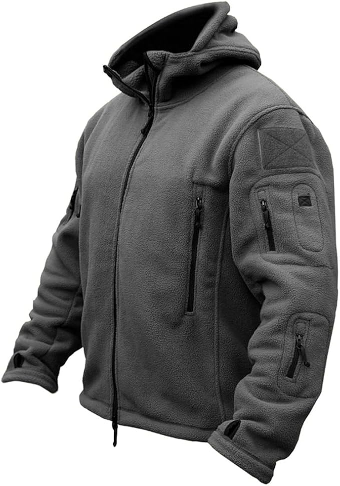 Men's Tactical Fleece Jacket Warm Winter Sport Outdoor Hooded Combat Military Jacket Coat
