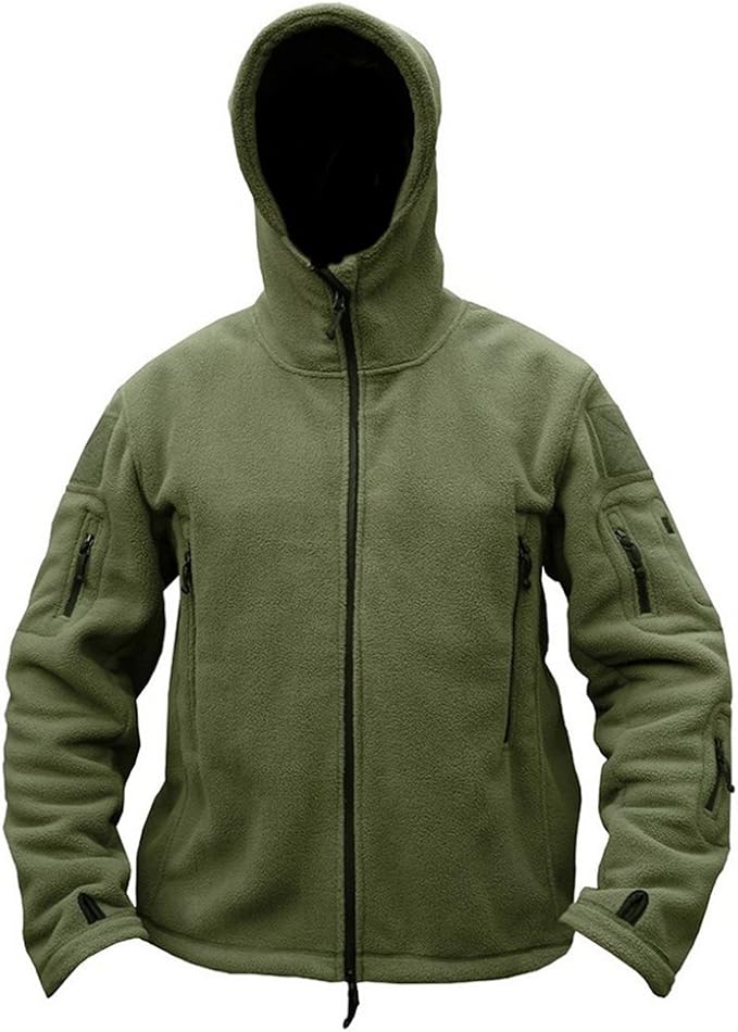 Men's Tactical Fleece Jacket Warm Winter Sport Outdoor Hooded Combat Military Jacket Coat