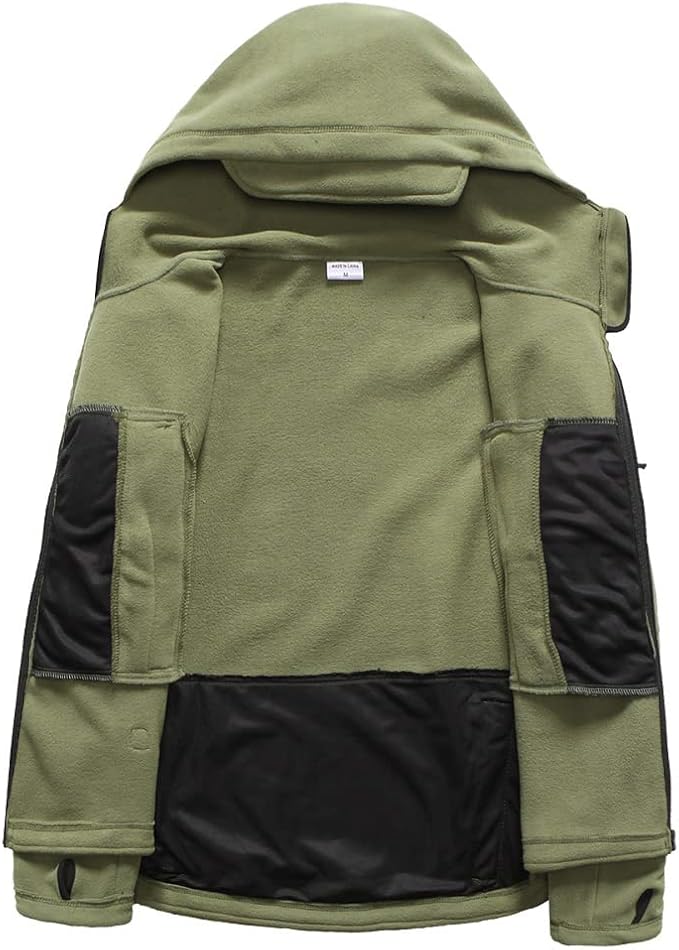 Men's Tactical Fleece Jacket Warm Winter Sport Outdoor Hooded Combat Military Jacket Coat
