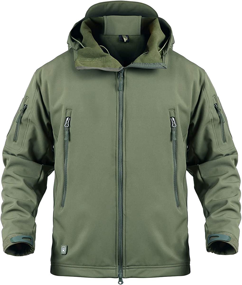 ReFire Gear Men's Army Special Ops Military Tactical Jacket Softshell Fleece Hooded Outdoor Coat Army Green / X-Large