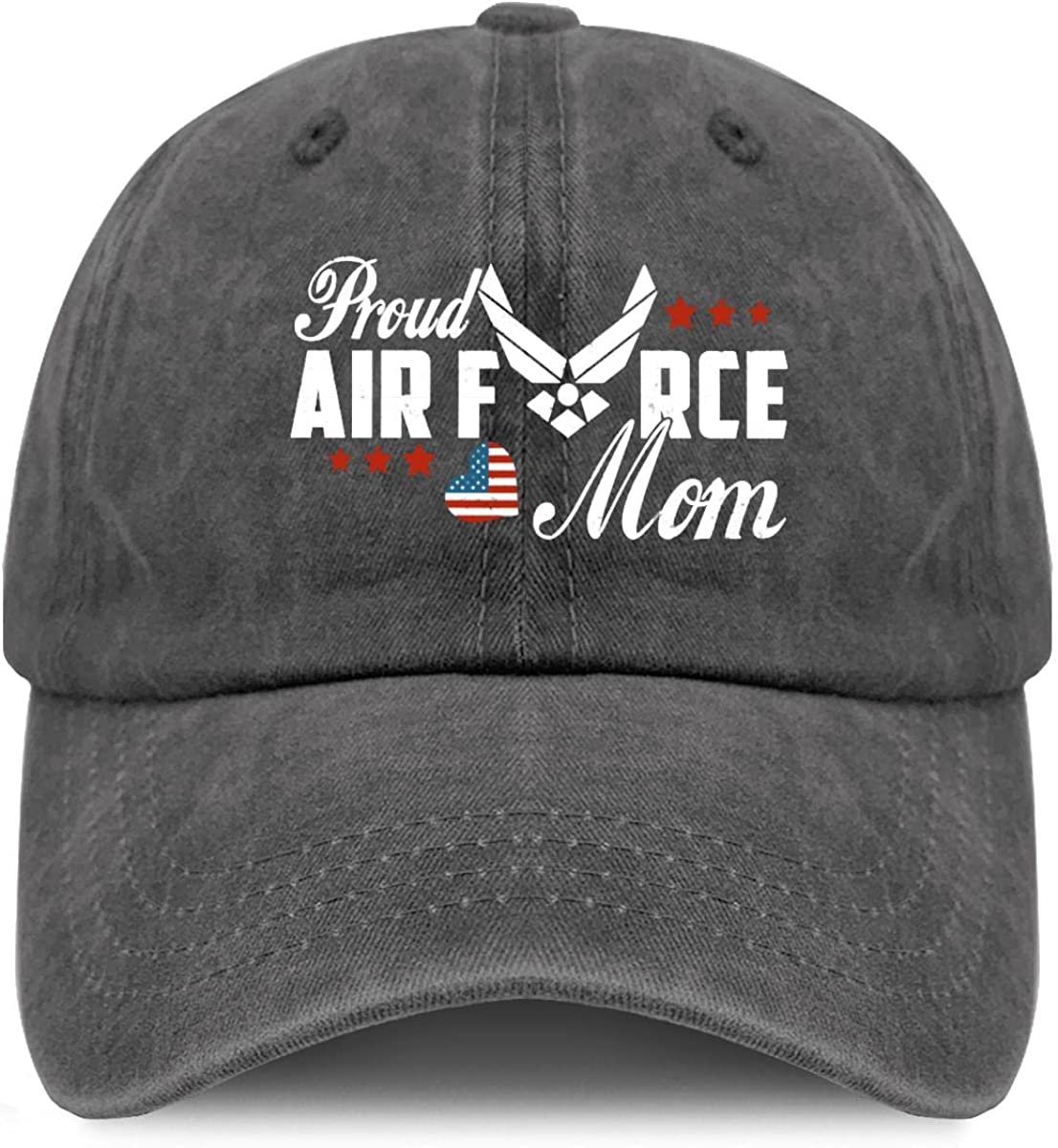 Baseball Cap for Men Fashion Caps Mens Flexfit Proud Mom Air Force Dad Caps Cotton for Fishing Pigment Black