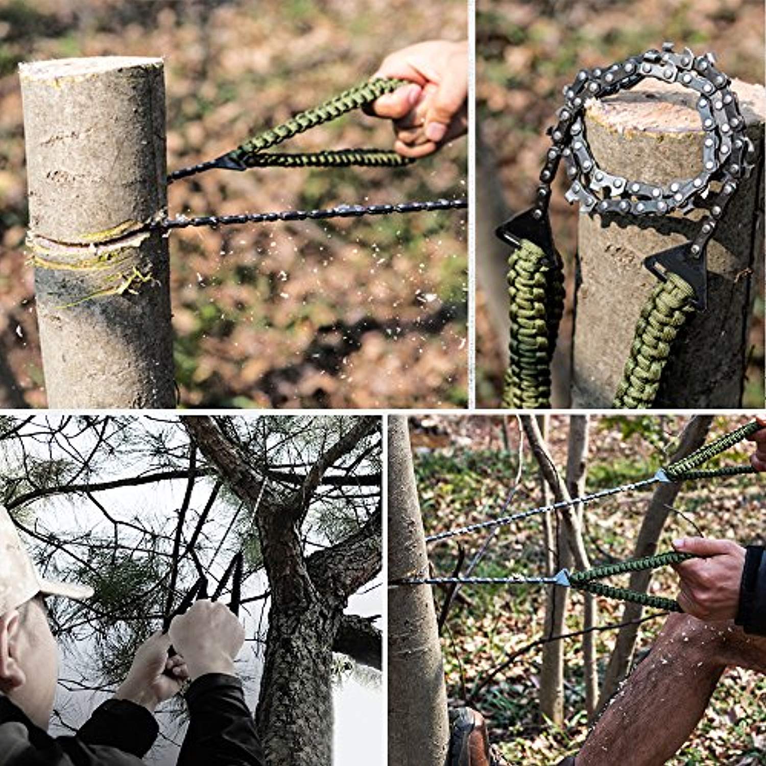 Pocket Chainsaw with Paracord Handle (24inch-11teeth) / (36inch-16teeth) Emergency Outdoor Survival Gear Folding Chain Hand Saw Fast Wood & Tree Cutting Best for Camping Backpacking Hiking Hunting - Ranger Rags