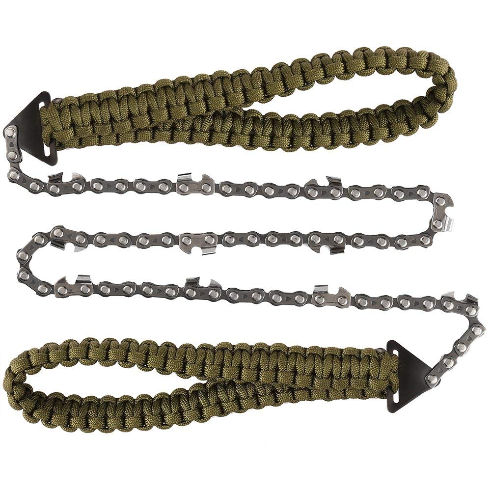 Pocket Chainsaw with Paracord Handle (24inch-11teeth) / (36inch-16teeth) Emergency Outdoor Survival Gear Folding Chain Hand Saw Fast Wood & Tree Cutting Best for Camping Backpacking Hiking Hunting - Ranger Rags