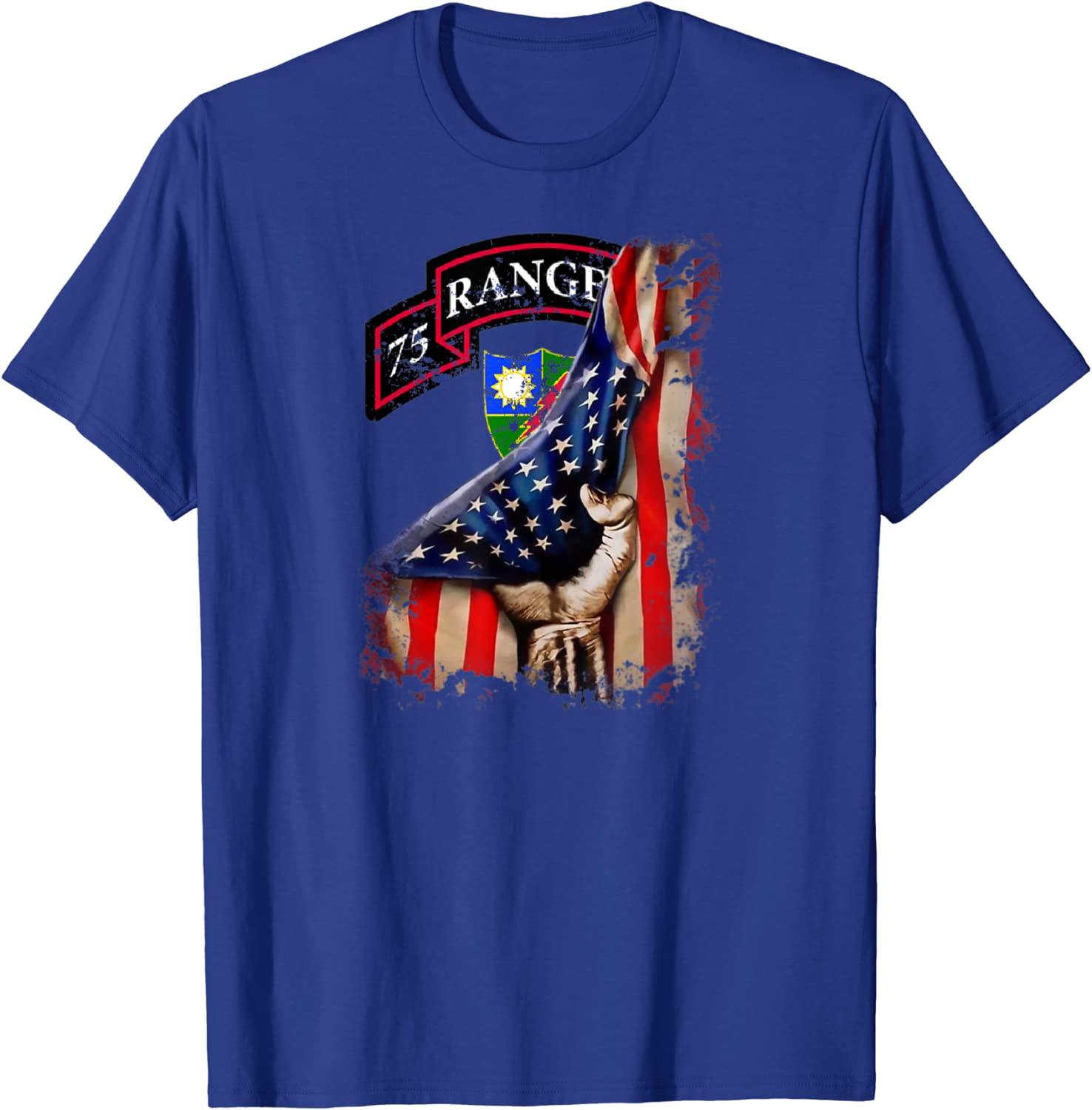 Army Ranger 75th Ranger Regiment Scroll Flag Tear Patriotic T-Shirt ...
